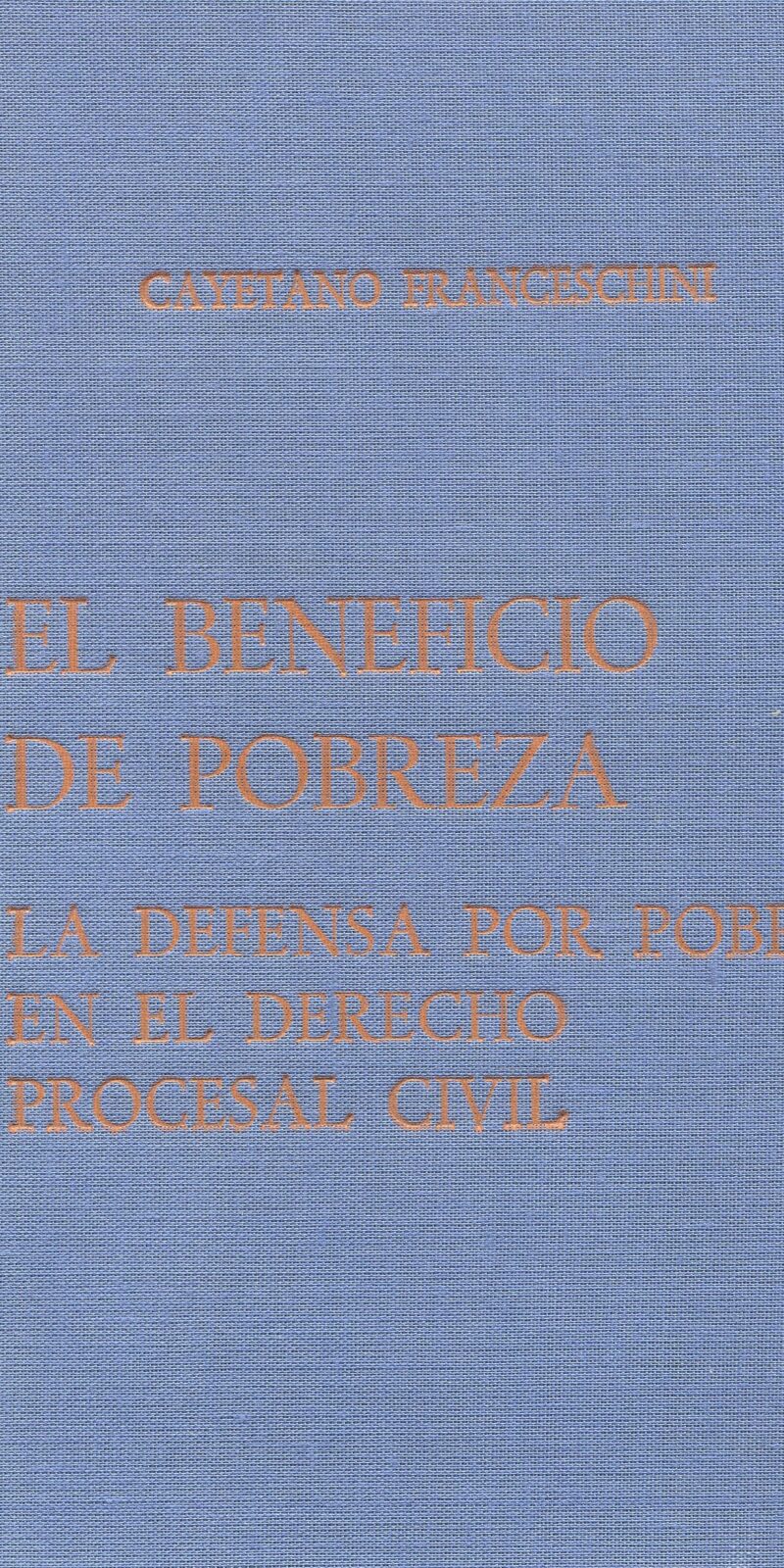 El beneficio de Pobreza / 9788429066661 / C. FRANCESCHINI