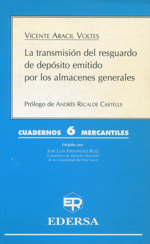 Transmisión del resguardo de depósito 9788471309884