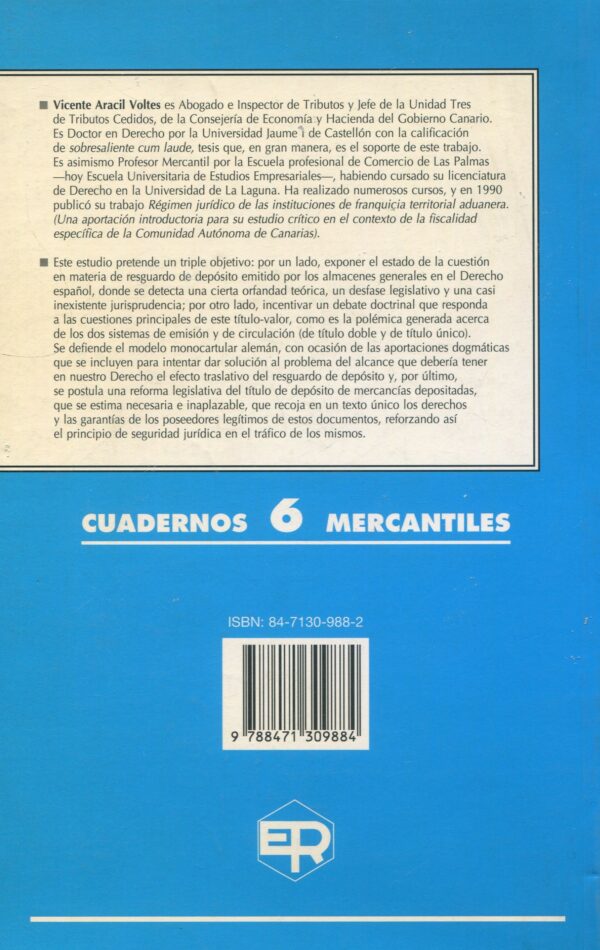 Transmisión del resguardo de depósito 9788471309884