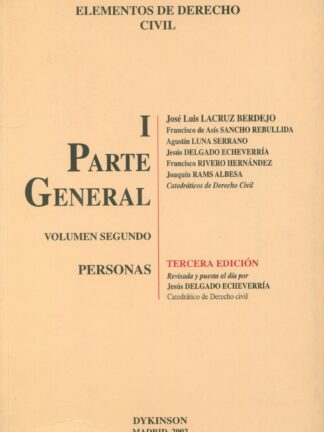 Elementos de Derecho Civil I. Parte general. 01/2. Personas