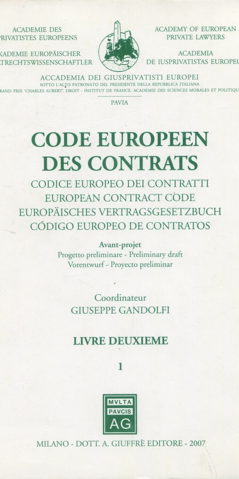 Code europeen des contrats / 9788814132735