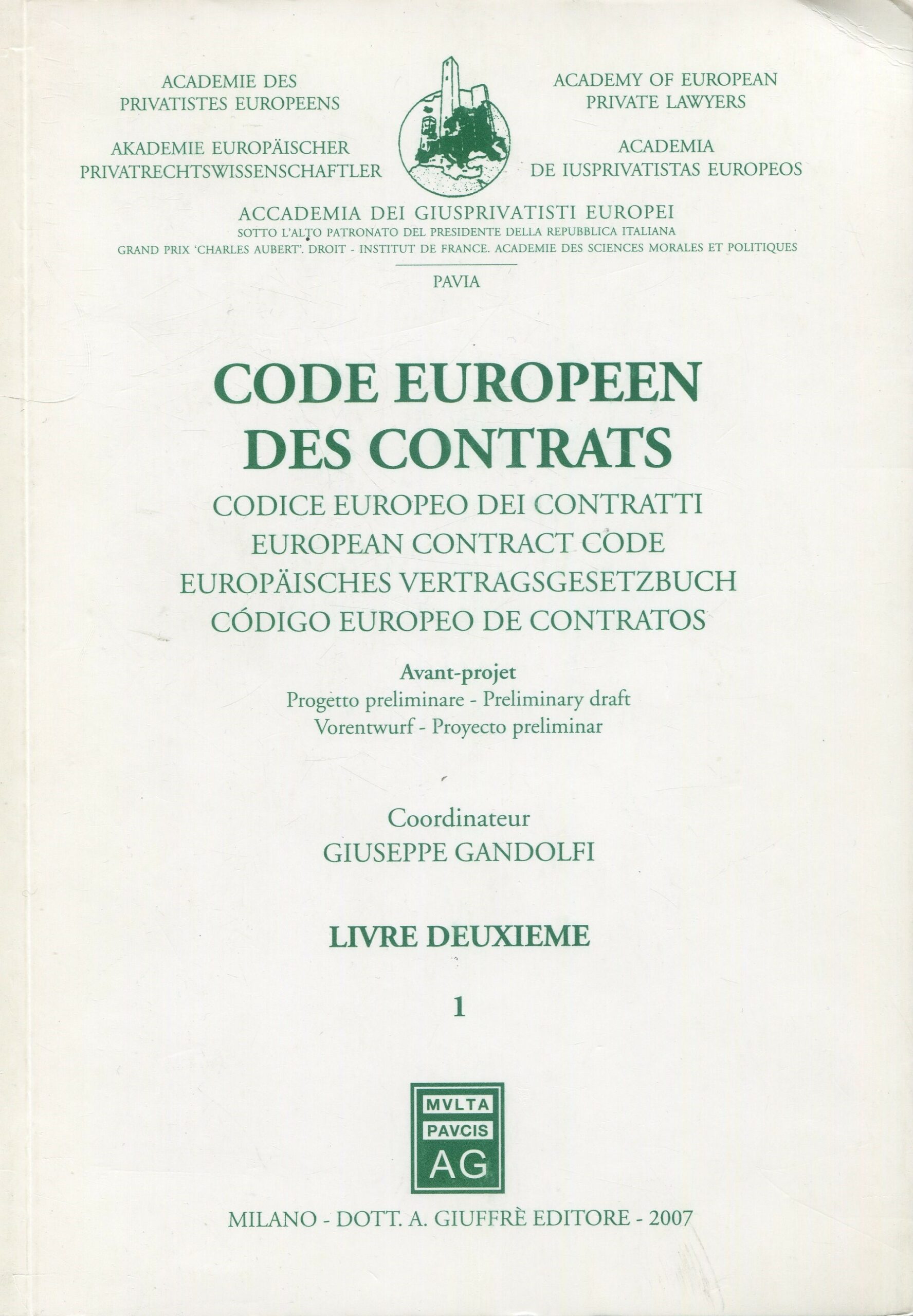 Code europeen des contrats / 9788814132735