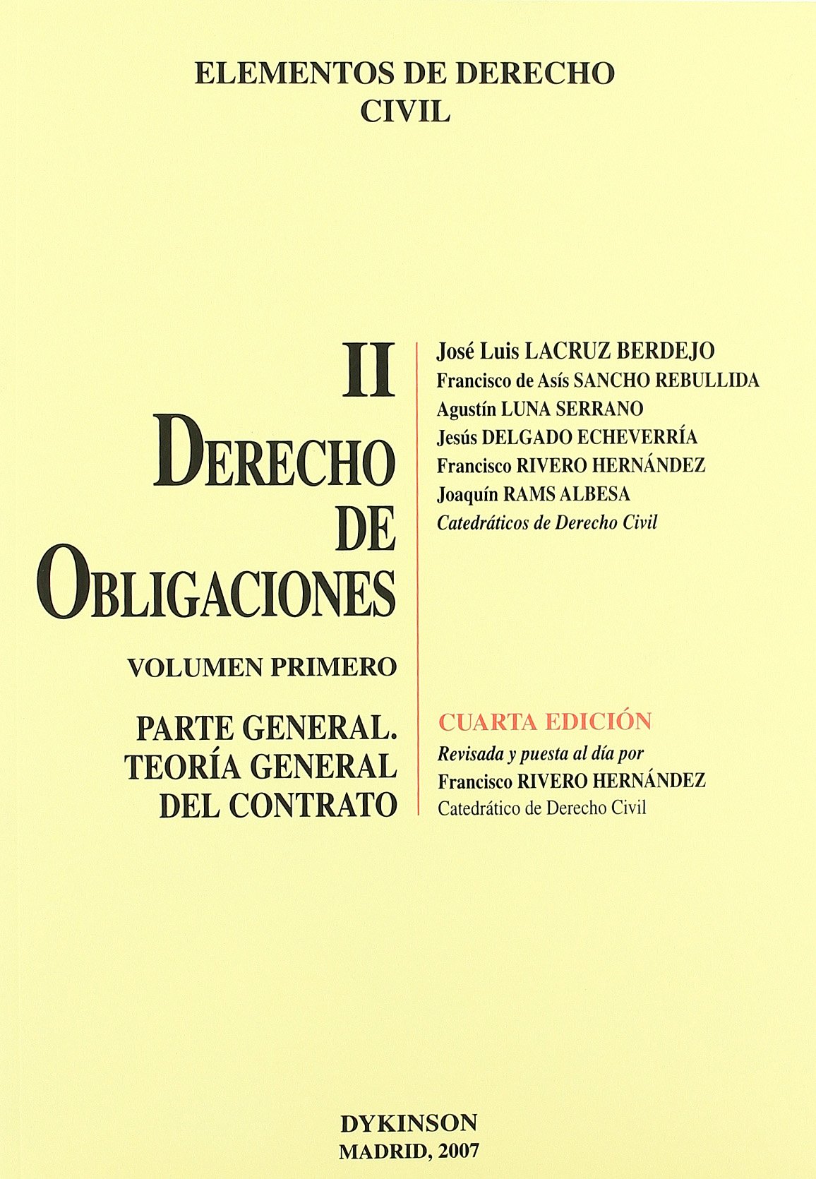 DERECHO DE OBLIGACIONES TOMO II VOLUMEN 1 LACRUZ BERDEJO-9788497726450