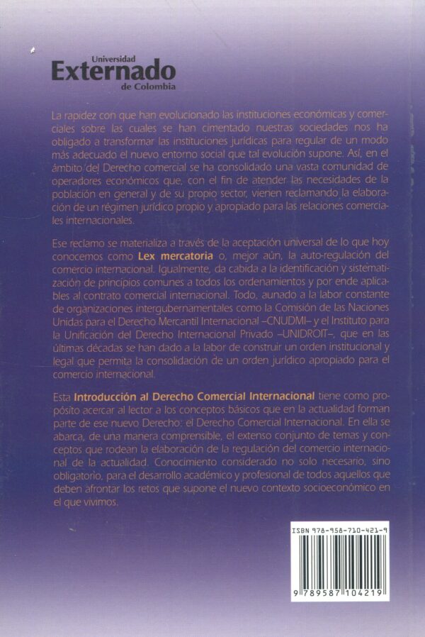 Introducción al Derecho Comercial Internacional 9789587104219