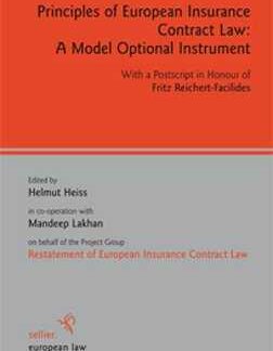 Principles of European Insurance Contract Law: A Model Optional Instrument