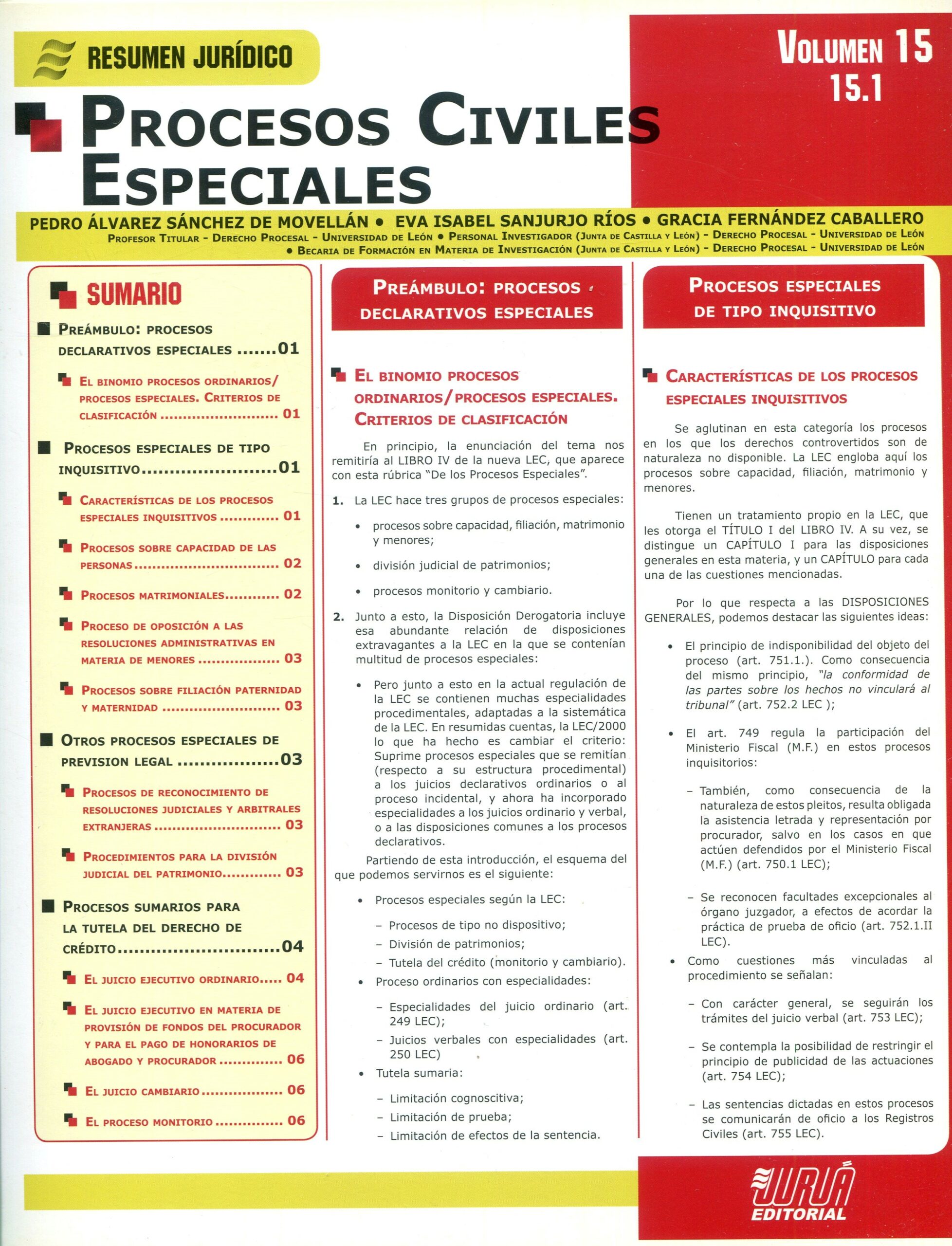 Procesos Civiles Especiales Vol. 15.1 9789897120534