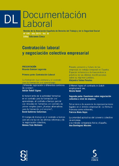 Documentación Laboral, 105 Año 2015. Vol. III Contratación Laboral y Negociación Colectiva Empresarial-0