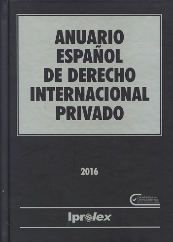 Anuario Español de Derecho Internacional Privado 2016 Tomo XVI-0