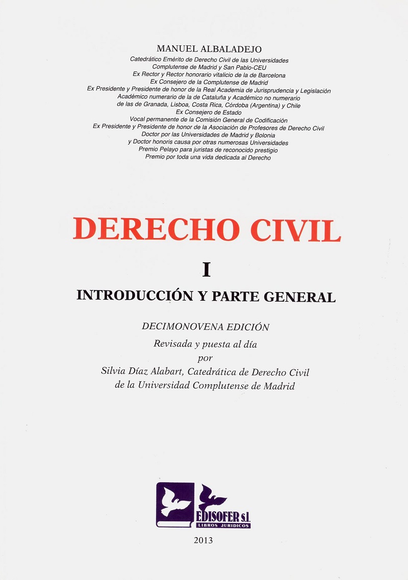 Derecho Civil, I. Introducción y Parte General -0
