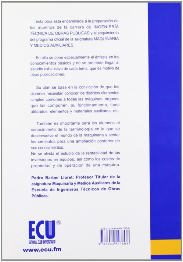 Maquinaria de Obras Públicas III. 2ª Ed. Maquinaria Específica. Elementos Auxiliares. -29051