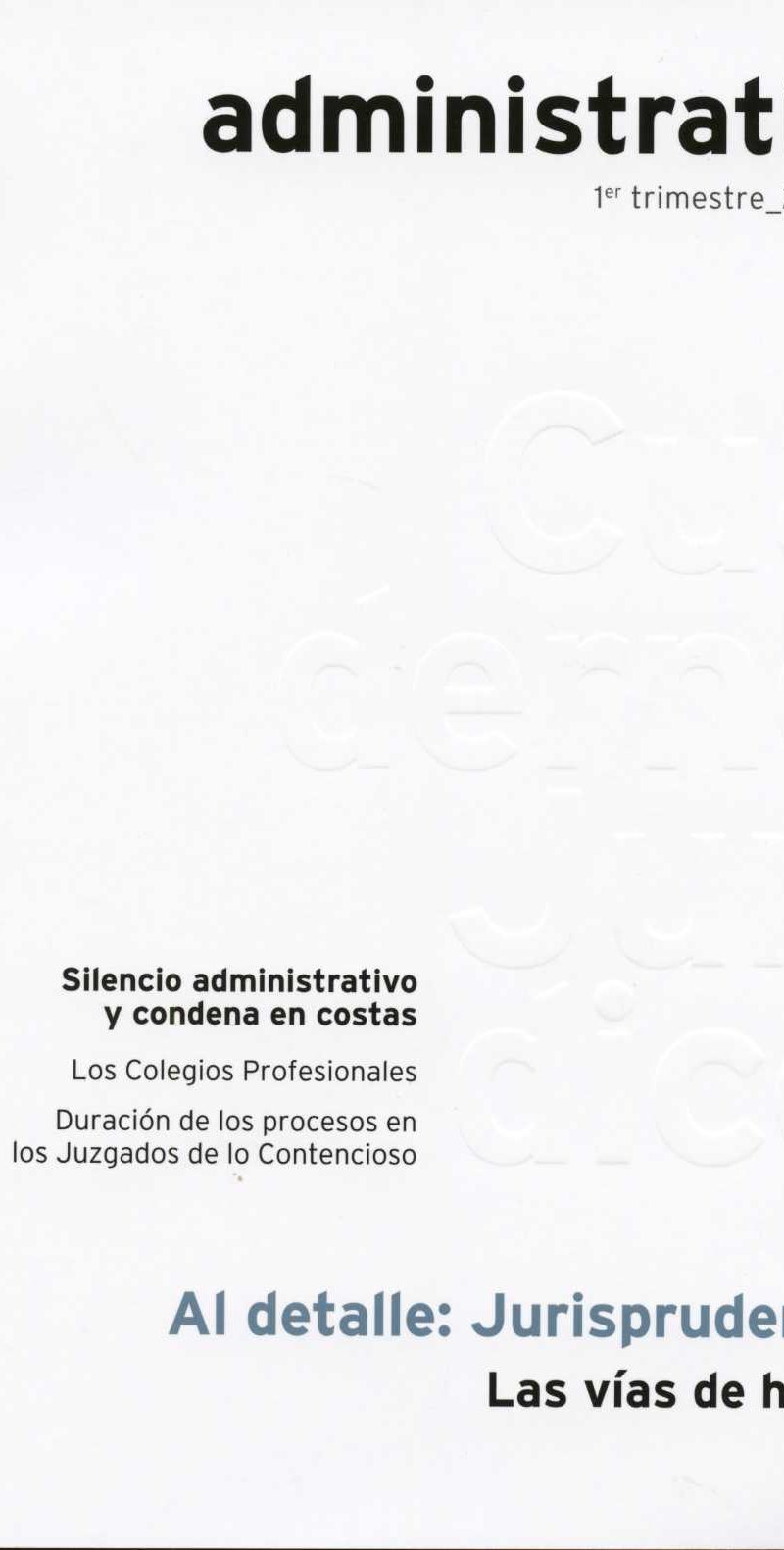 Vías de Hecho, Las. Silencio Administrativo y Condena en Cosas. Los Colegios Procesionales. Duración de los Procesos en los Juzgados...-0
