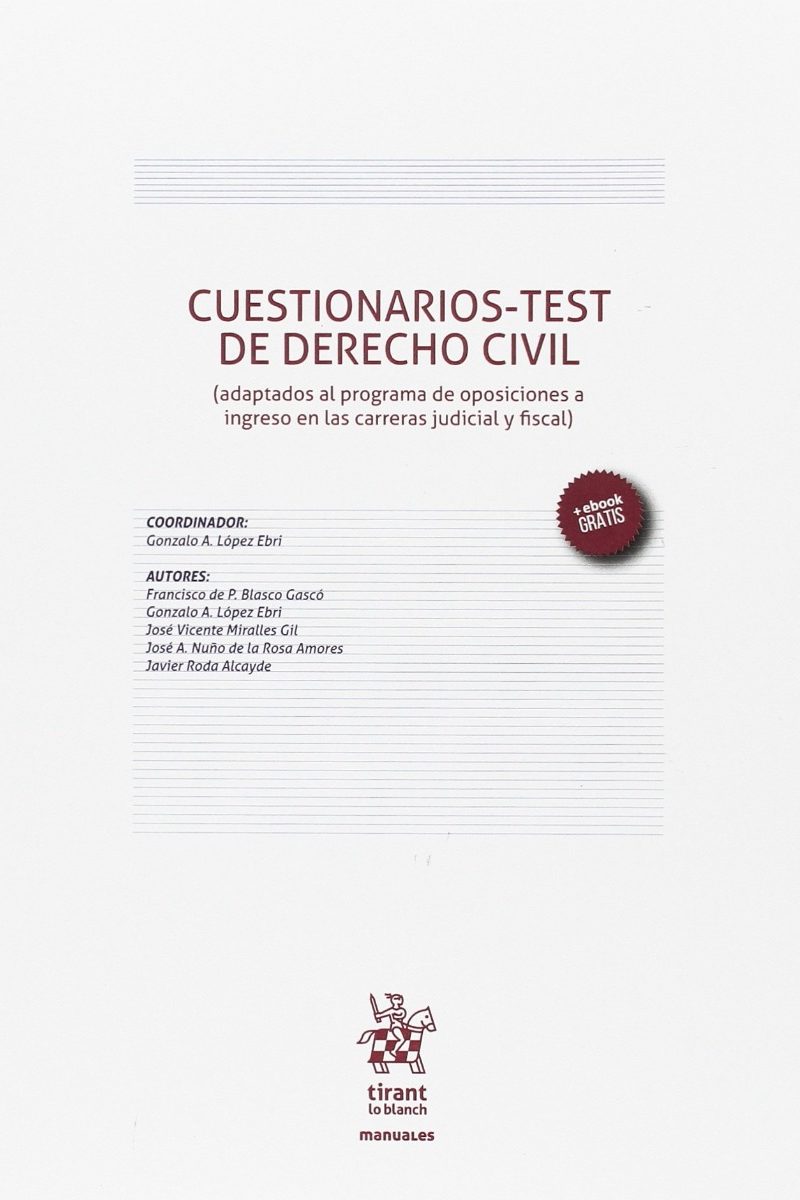 Cuestionarios-Test de Derecho Civil (Adaptados al Programa de Oposiciones a Ingreso en las Carreras Judicial y Fiscal) -0