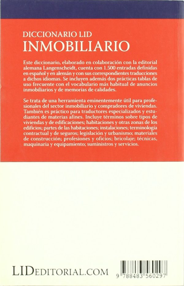 Diccionario LID Inmobiliario. 1.500 Términos Definidos en Español y Alemán de Vivienda, Construcción, Decoración...-43836