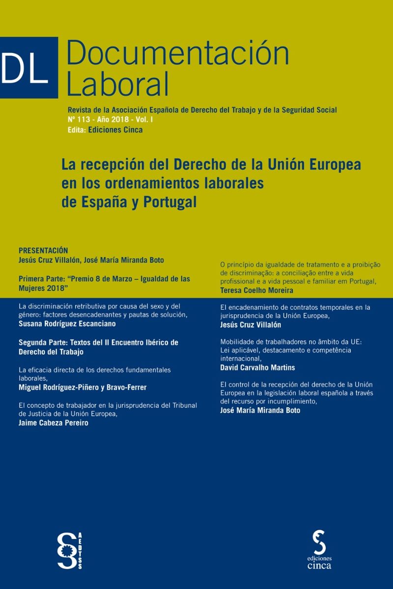 Documentación Laboral, 113 Año 2018 Vol. I Revista de la Asociación Española de Derecho del Trabajo y de la Seguridad Social-0