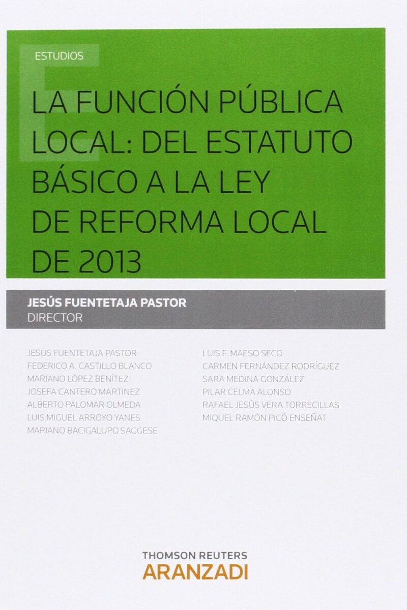 Función Pública Local del Estatuto básico a la Ley de Reforma Local de 2013-0