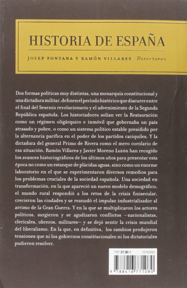 Historia de España. Restauración y Dicturadura. Volumen 7 -39754