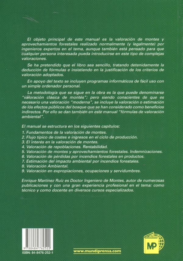 Manual de Valoración de Montes y Aprovechamientos Forestales. Valoración Ambiental-56980