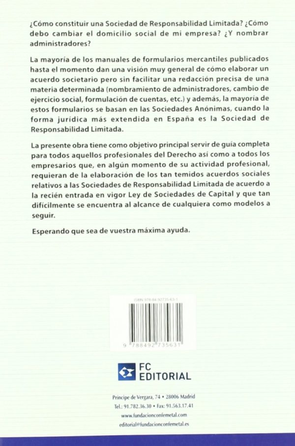 Formularios de Sociedades de Responsabilidad Limitada. Ley de Sociedades de Capital-56305