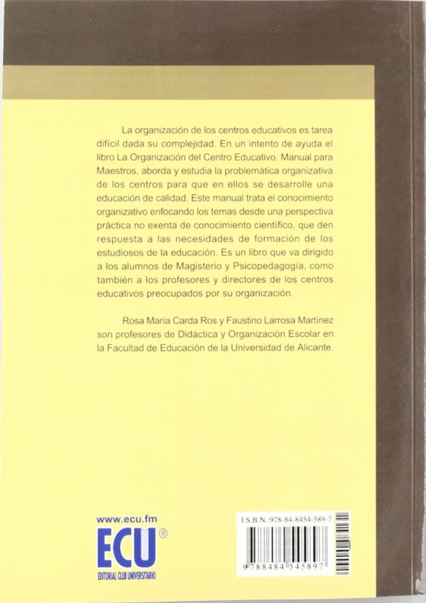 Organización del Centro Educativo. Manual para Maestros. -29275