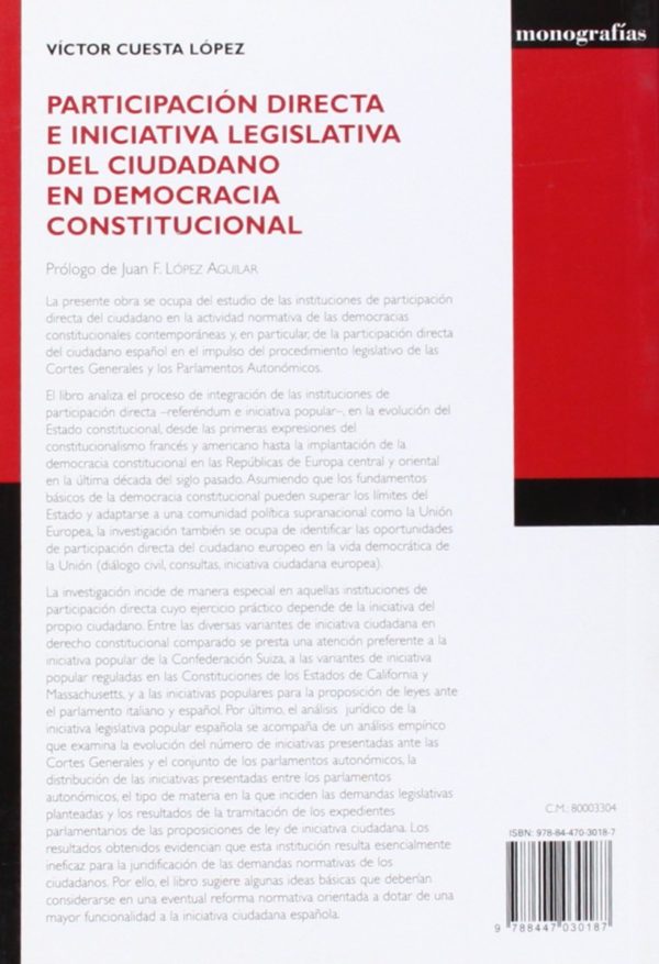 Participación Directa e Iniciativa Legislativa del Ciudadano en Democracia Constitucional.-45410