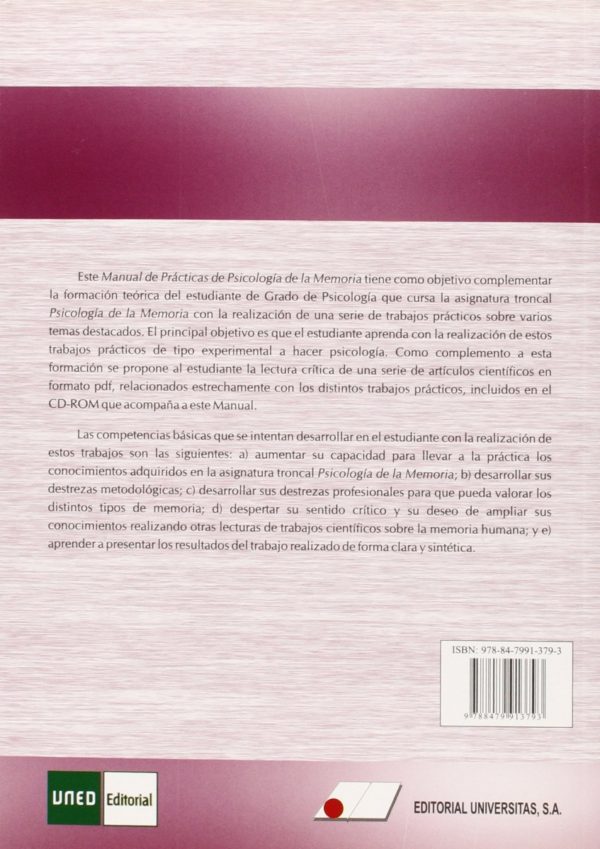 Prácticas de psicología de la memoria. Estructuras, procesos, sistemas. Manual de prácticas y cuaderno de trabajo-39885