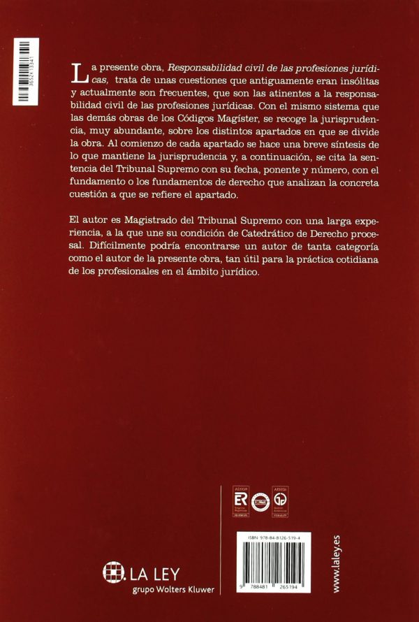 RESPONSABILIDAD CIVIL DE LAS PROFESIONES JURÍDICAS. EDITORIAL LA LEY