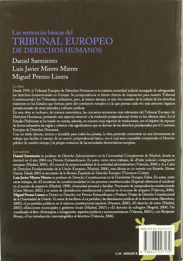 Sentencias Básicas del Tribunal Europeo de Derecho Humanos, Las. Estudio y Jurisprudencia.-44961