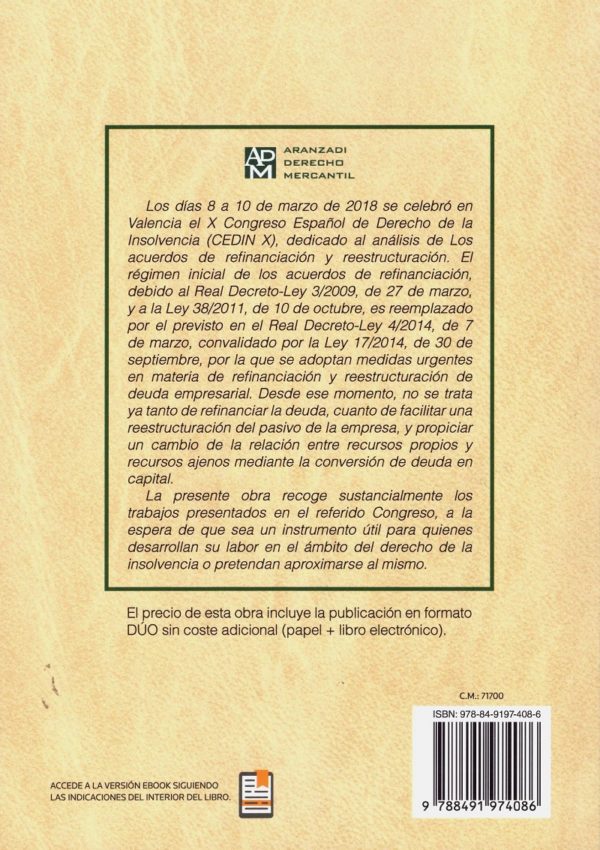 Los acuerdos de refinanciación y reestructuración. X Congreso español de Derecho de la Insolvencia-40587