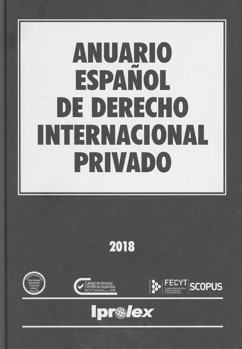 Anuario Español de Derecho Internacional Privado 2018 -0