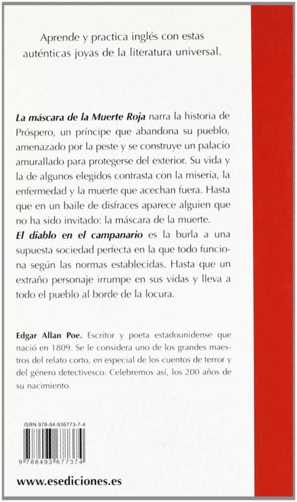 Máscara de la Muerte Roja El Diablo en el Campanario. Versión Bilingüe Inglés-Castellano.-36923