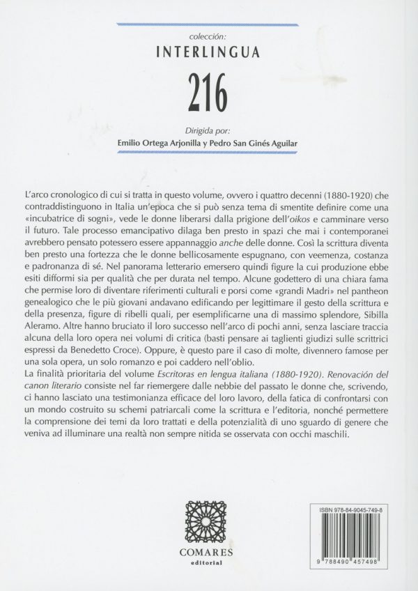 Escritoras en Lengua Italiana. Renovación del Canon Literario -27912