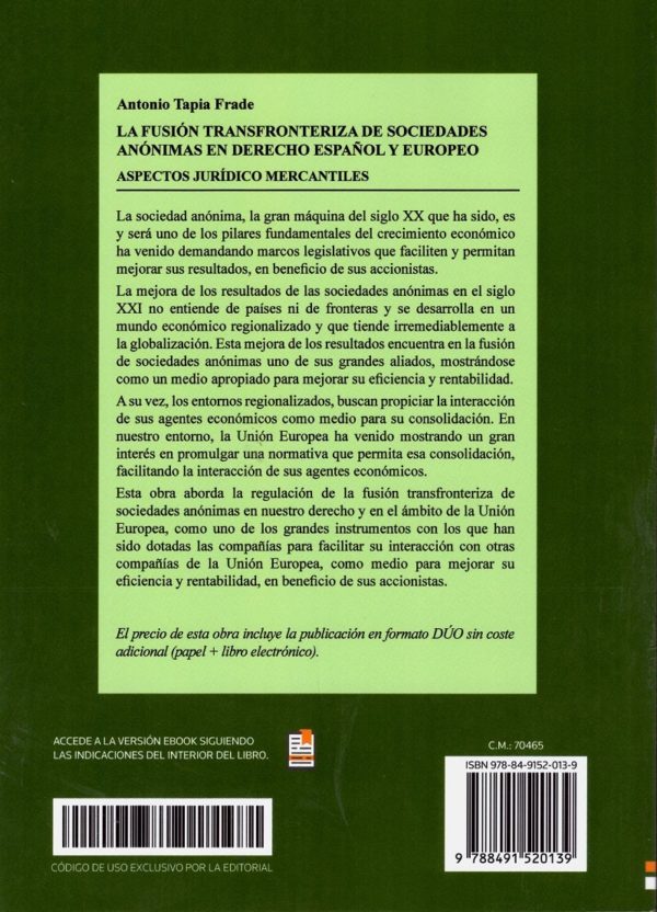 Fusión Transfronteriza de Sociedades Anónimas en Derecho Español y Europeo. Aspectos Jurídicos Mercantiles-26751