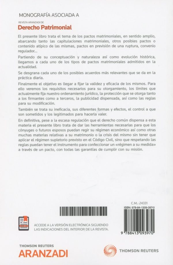 Validez y eficacia de los pactos matrimoniales. (Monografía 42 Asociada a la Revista de Derecho patrimonial)-31193