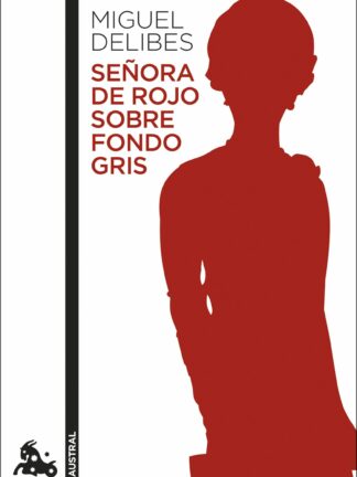 Señora de rojo sobre fondo gris