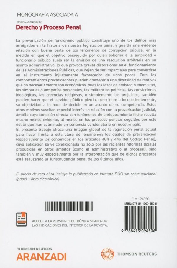 Delitos de prevaricación. Monografía asociada a Revista Aranzadi de derecho y proceso penal-32768