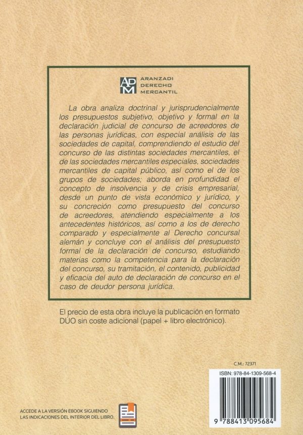 Presupuestos de la declaración del concurso de acreedores de las personas jurídicas -32778