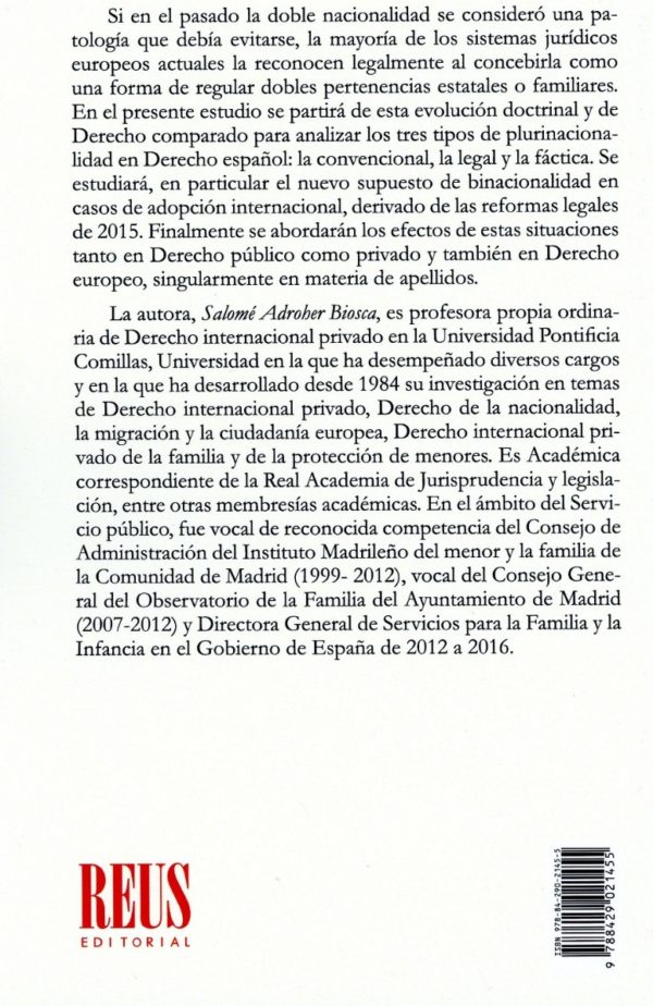 Plurinacionalidad en el derecho internacional privado español -32798