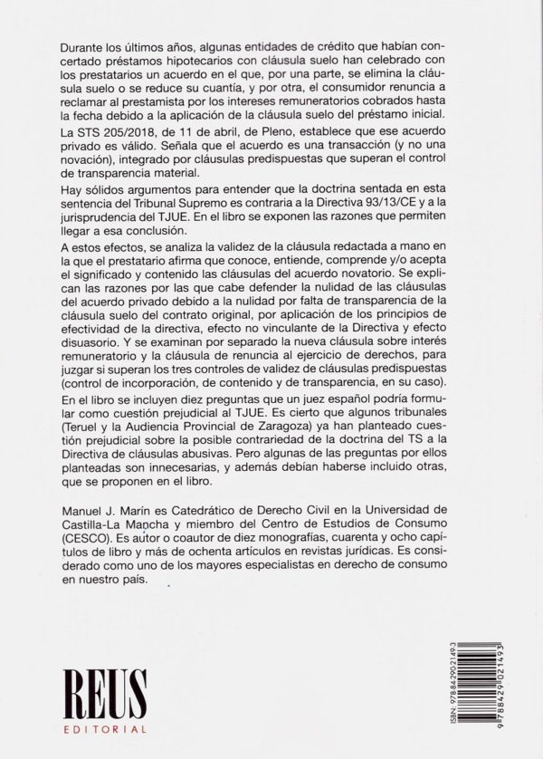 El acuerdo novatorio sobre la cláusula suelo del préstamo hipotecario. Un análisis desde la directiva 93/13/CE de cláusulas abusivas-33906