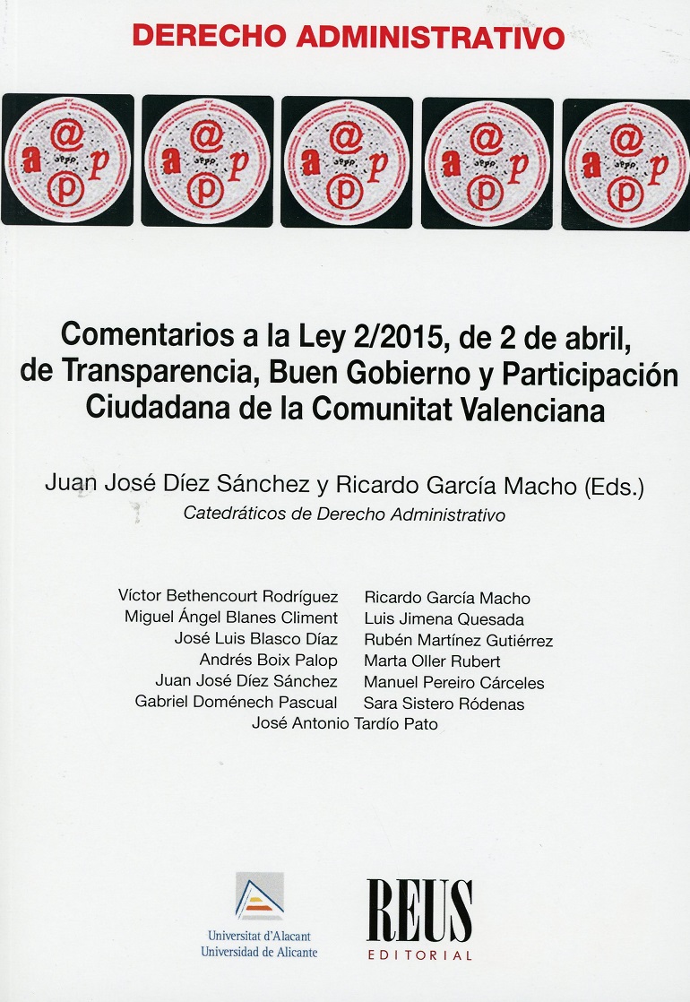 Comentarios a la Ley 2/2015, de 2 de abril, de transparencia, buen gobierno y participación ciudadana de la Comunitat Valenciana-0