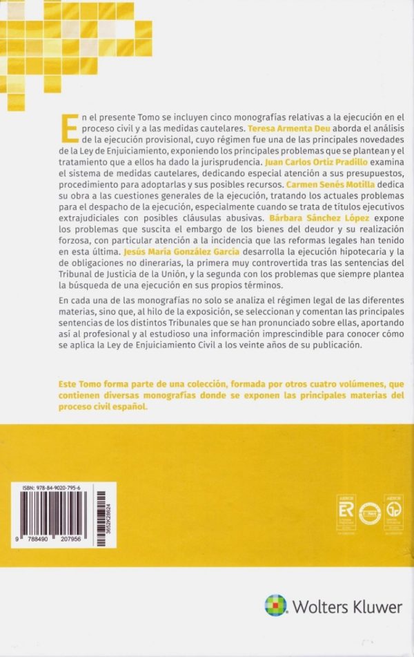 Ejecución y las medidas cautelares en el proceso civil, 4 Tomos con estuche -36565