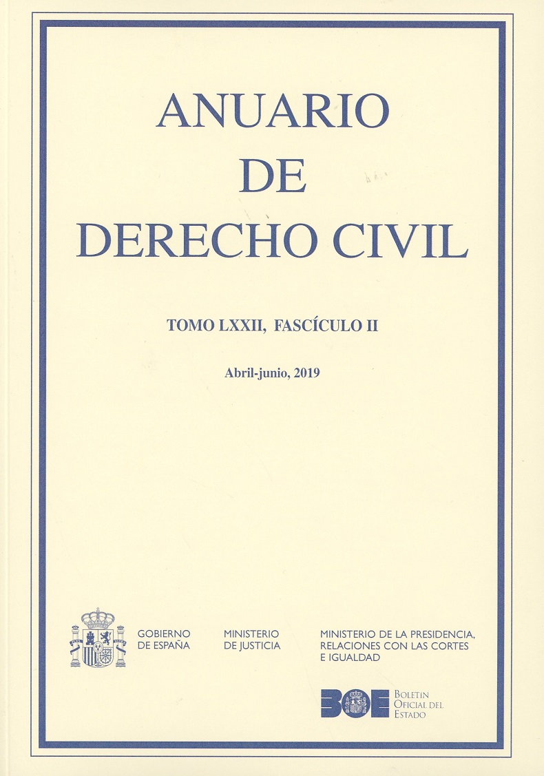 Anuario de derecho civil, 72/02. 2019 Abril-Junio -0