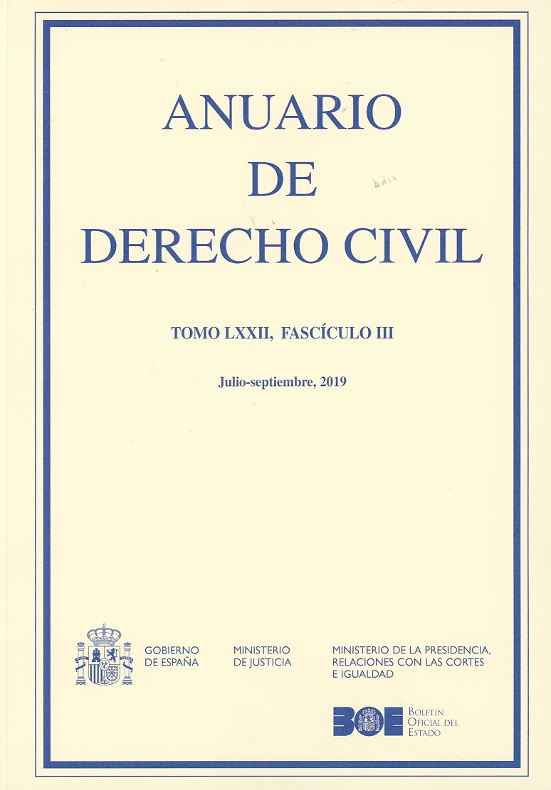 Anuario de derecho civil, 72/03. 2019 julio-septiembre -0