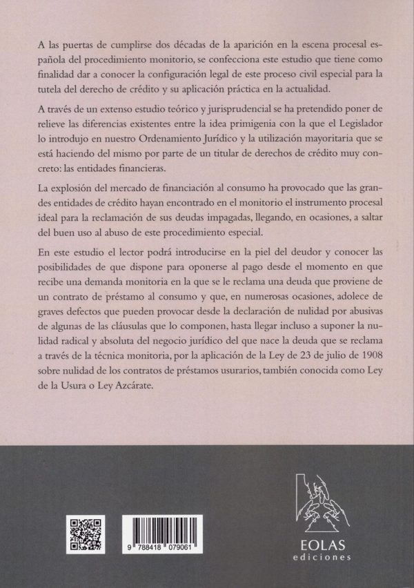 Procedimiento monitorio y la reclamación de derechos de crédito. La Oposición procesal del deudor por crédito usurario-39820