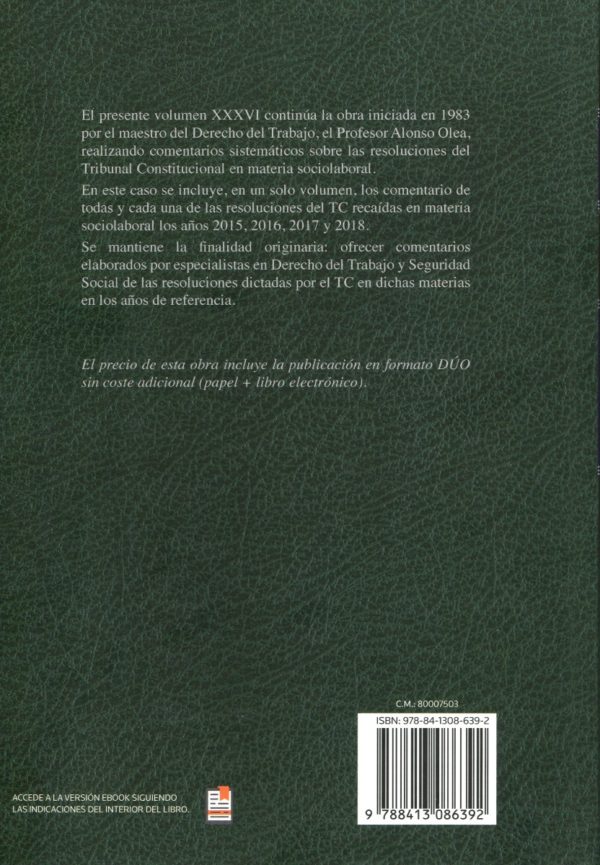 Jurisprudencia constitucional sobre trabajo y seguridad social Tomo XXXVI (2015-2018)-41527