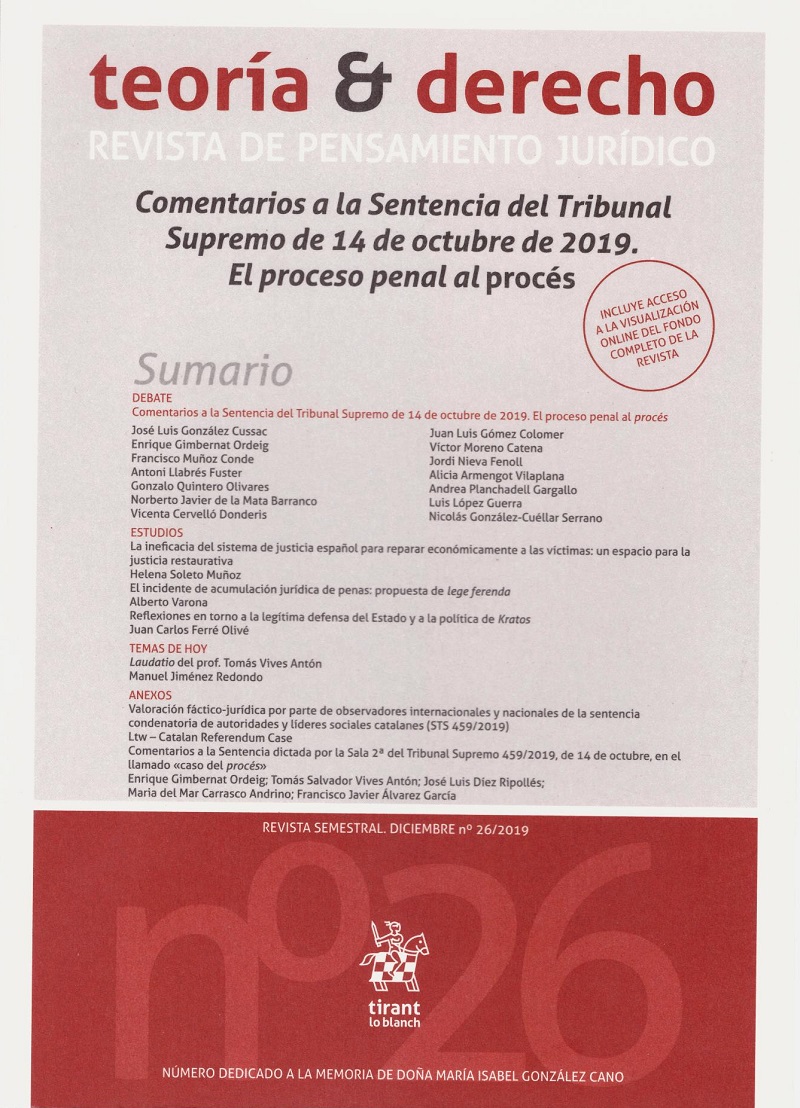 Teoría & Derecho. Revista de Pensamiento Jurídico 26/2019 -0