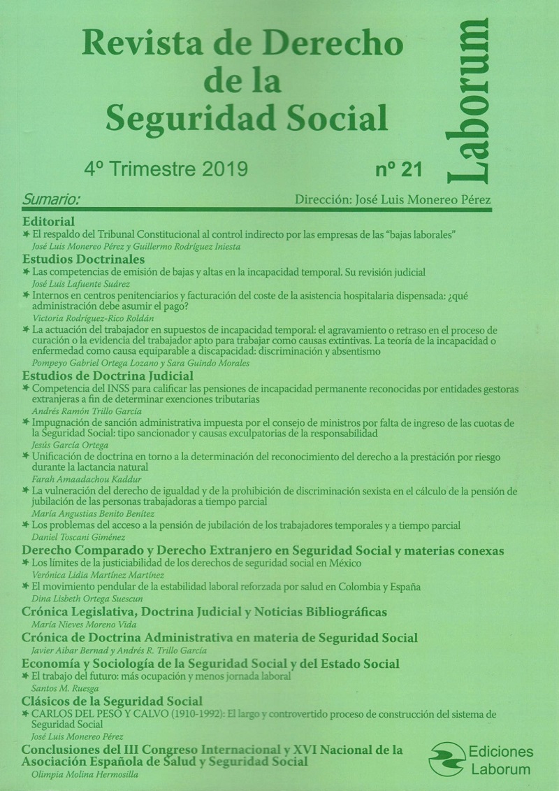 Revista de derecho de la seguridad social Nº 21. 2019 / 4º Trimestre -0