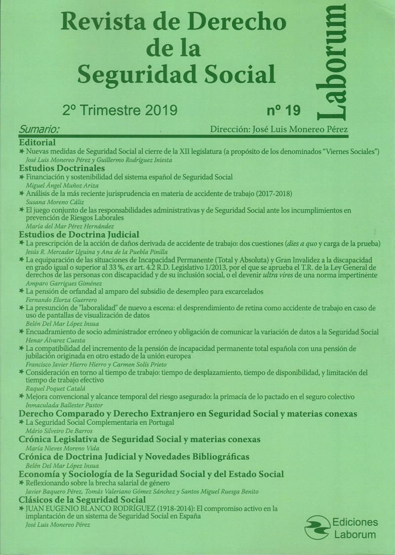 Revista de derecho de la seguridad social Nº 19. 2019 / 2º Trimestre -0