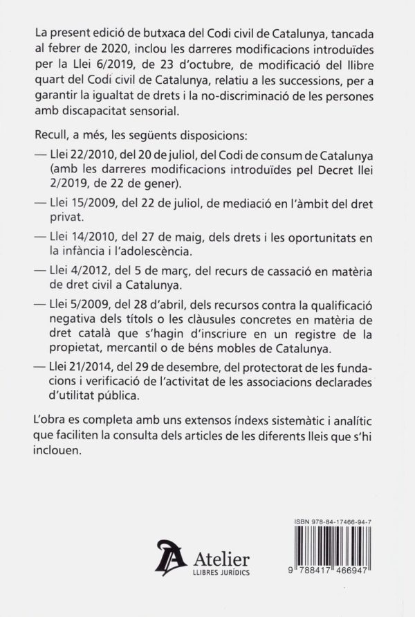 Codi Civil de Catalunya 2020 -44019