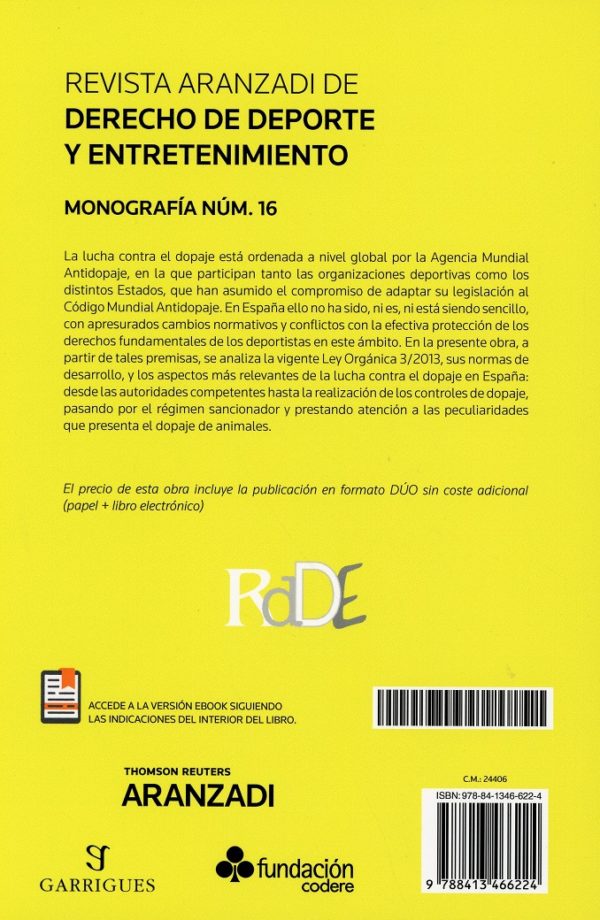 Régimen jurídico de la lucha contra el dopaje en España (Monografía asociada a revista del deporte 2019)-45577