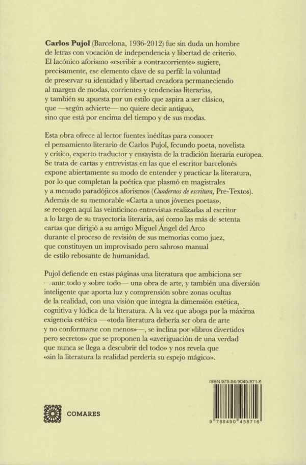 Escribir a contracorriente. Fuentes para el estudio del pensamiento literario de Carlos Pujol-43778